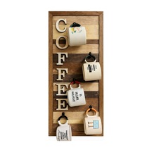 Ahşap Duvar Kupa Askılığı 5 Li Kahve Köşesi Organizer 25x61 Cm