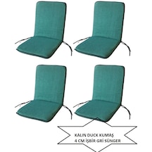 Sandalye Minderi Büyük Arkalıklı Yıkanabilir 4'lü Yeşil 4 Cm Sünger