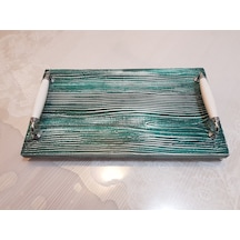 Mdf Sunum Tepsisi Çay Kahve Tepsisi 20cm 35cm Rustik Yeşil