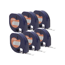 Makineleri Için Otantik Lt Kağıt Etiketleme Bandı 1 2 12 Mm Beyaz Üzerine Siyah Baskı 6'li Paket Çok Renkli