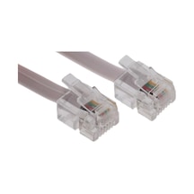 Yassı Telefon Kablosu - Rj11 - 2 Pin - 15 Metre - Gri