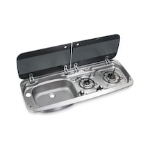 Dometic Mo 9222L Cam Kapaklı 2 Gözlü Ocak Evye Kombinasyonu