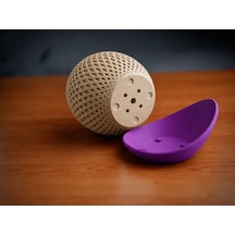 Bezos 3d Baskı Küre Saksı - Kafes Dokulu İki Parçalı Dekoratif Saksı - Bej-mor Mmbz Standart