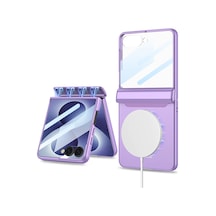 Galaxy Uyumlu Z Flip 8 Kılıf M-safe Şarj Özellikli Pazarplus Kıpta Kpt-04 Sert Pc Kılıf Mor
