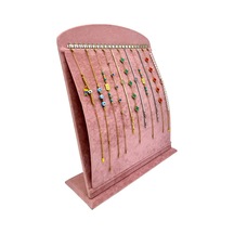 KutuveAksesuar Oval Dikey Bileklik Ve Zincirlik Standı Pembe Süet Pembe