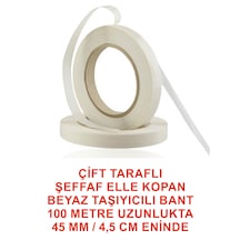 Beyaz Çift Yönlü Elde Kopan Bant 100 M. Uzunluk 40 Mm 4,5 Cm Eni