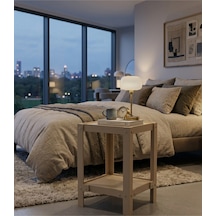 Modern Kare Sehpa , Komidin İle Rafine Düzen 50x30x30 Gri