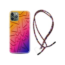 Apple Uyumlu iPhone 11 Pro Max Kılıf Rasta Boyun Askılı Üçgenler 1635