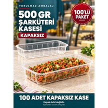 500 Gr Kapaksız Şarküteri Kasesi 100 Lü Şeffaf Dikdörtgen Meze Ve Salata Kabı Siyah