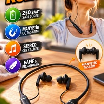 Boyun Askılı Kablosuz Stereo Kulaklık Manyetik Uçlu, Kontrollü Ve Ergonomik Tasarım 00