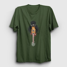 Presmono Unisex Guitar Guns N' Roses Slash T-shirt Haki