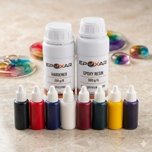 750g Şeffaf Epoksi Reçine Kit + 8'li Renkli Pigment Boya Avantaj Paketi Beyaz,siyah,yeşil,mavi,menekşe,sarı,kırmızı,mor 160 Ml