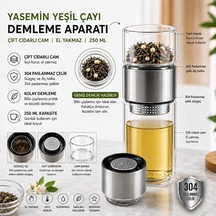 Tr Bitki Çayı Demleme Termosu Çift Cidarlı Cam 250 Ml Gri Genel
