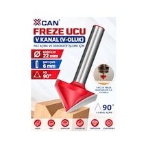 V Kanal Freze Ucu 90 Ø22 Mm 6 Mm Şaft Ahşap Gravür Ve Kanal Açma