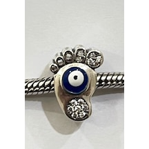 Taşlı Nazar Ayak Charm Gümüş