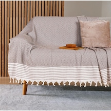 Buldan İşi Kaymaz Pamuklu Koltuk Örtüsü 170x210 Cm Koltuk Şalı Çekyat Kanepe Örtüsü Kahverengi Çok Renkli