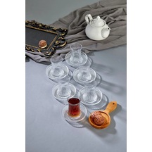 12 Parça Elysia Çay Bardağı Ve Riva Çay Tabağı Seti - Şeffaf
