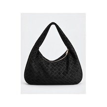 Nura Collection Siyah Kadın Hakiki Süet Örgü Dokulu Shopper Omuz Çantası Siyah - 936381748 Siyah
