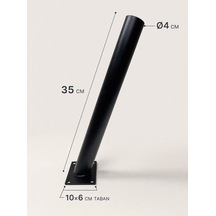 35 Cm Siyah Metal Dış Mekan Sokak Armatürü Montaj Konsolu 4 Cm Boru 10x6 Cm Tabanlı