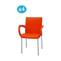 Omnipazar Mt-cf880 Mare Plastik Bahçe Balkon Koltuk Sandalye 4'lü Set Turuncu Turuncu
