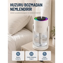 Ers Taşınabilir Hava Nemlendirici Led Işıklı Şeffaf Hazneli Ev Ofis Yatak Odası Nemlendirme Cihazı
