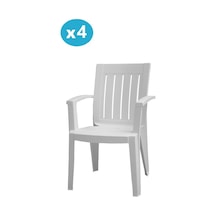 Omnipazar Mt-gf175 Cometa Plastik Bahçe Balkon Sandalye 4'lü Set Beyaz