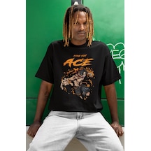 Fire Fist Ace Portgas D. Ace Baskılı Unisex Oversize One Piece An Siyah