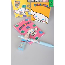 Sweet Bow Collection Lisanslı Cinnamoroll Stickerlı A7 Bloknot,uçlu Kalem Ve Silgi Seti Diğer