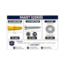 Vida Dubel Pul Seti 5x60/8mm Roket Dubel/5-16pul Diğer
