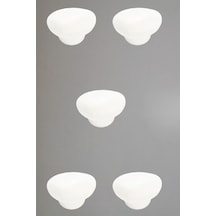 5 Adet Porselen Taş Düğme Beyaz Seramik Mobilya Kulpu Çekmece Dolap Kolu 4.5 Cm Beyaz