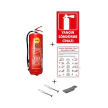 Tüpaş Yangın Tüpü 6 KG + Yangın Tüpü Kullanım Talimatı+ Yangın Tüpü Levhası+ Askı Aparatı+ Dübel Vida ve Kare Sehpa 6'lı Set