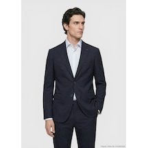 Ramsey Koyu Lacivert Düz Zeroweight Slim Fit Yün Karışımlı Takım Elbise