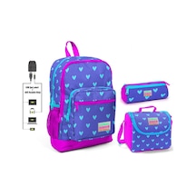 Coral High Kalp Baskılı Kız Çocuk İlkokul Çanta Seti - Usb Çıkışl