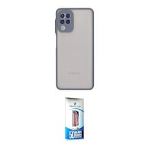 Cep Samsung Uyumlu Galaxy A22 Kılıf Ahenk Çizgi Serisi İkili Koruma Seti Najmaddin Siyah
