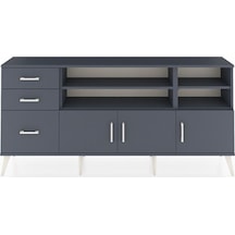 Arges Konsol 4 Raflı 3 Çekmeceli 3 Kapaklı 176x30x83 Antrasit-antrasit/antrasit Antrasit/antrasit