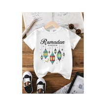 Stil X Ramazan Bayramı Baskılı Kız Çocuk Tshirt, %100 Pamuklu Kumaş Beyaz-1