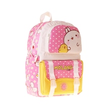 Kaukko Kids Dört Bölmeli Kız Çocuk Molang Baskılı Pembe - Sarı Okul Sırt Çantası - L5318 Çok Renkli