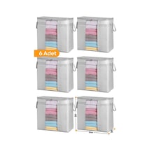 Serstil 6 Adet - Pencereli Saklama Çantası 50 X 45 X 30 Cm - Gri Benekli Gb-6p
