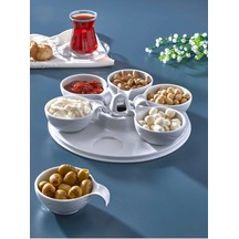 Decorandmore 6'lı Melamin Kahvaltılık, Çerezlik Beyaz