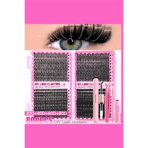 800 Parça 9-16mm D-kıvrım Küme Kirpik Seti, Cımbız, Fırça, Yapıştırıcı Ve Çıkarıcılı Tam Set