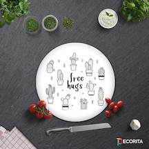 Decorita Cam Kesme Tahtası|Free Hugs|Çap32cm