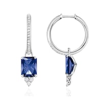 Brezza Lusso Jewelry Safir Sallantılı Yarım Tur Halka Kadın Gümüş Küpe 17 Mm