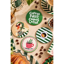 Coffee First Kahve Temalı 4 Lü Bardak Altlığı Set 9 Cm, 3 Mm Ahşap Mdf, Dijital Baskı - 926984089 Diğer
