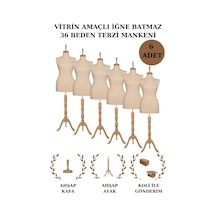 6 Adet Vitrin Amaçlı 36 Beden Terzi Vitrin Mankeni İğne Batmaz