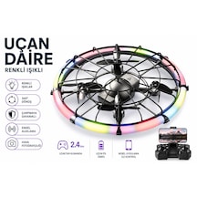 M18 Ufo Dron 4 Eksenli Uçan Araç Daire Renkli Işıklı 2.4 Ghz Uzaktan Kumanda Uygulama İle Kontrol Kameralı Engel Algılama Çarpmaya Dayanıklı 460 Derece Dönüş Tek Tuş İniş Kalkış Başsız Mod Fpv Görüntü