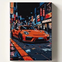 Japon Porsche Temalı Sayılarla Boyama Seti, 50x70 Cm