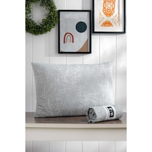 Tabu Home Beyaz - Gri Desenli Tek Kişilik Lastikli Çarşaf