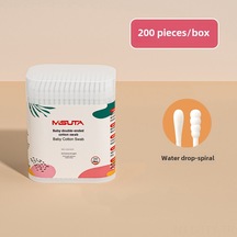 Dianziye Bebek Kulak Burun Temizlik Çubuğu, Organik Pamuk, İki Uçlu Damla + Spiralli , Kağıt Eksen, 400 Adet 2 Kutuda 200'ü , Hassas Cilt İçin Güvenli