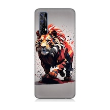 Realme 7 Uyumlu Sarı Kırmızı Aslan Desenli Silikon Kılıf