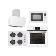 Silverline BO6504W01 - CS5349W01 - 3457 Soho 60 - MW9018W01 Beyaz Cam Ankastre Set